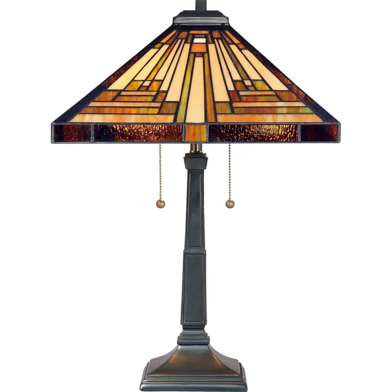 Direct From Manufacturer Quoizel Stephen 2 Light 23" Tall Tiffany Table Lamp with Pull Chain