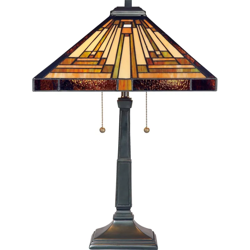Don’t Miss Out Roseto Warrick 2 Light 23" Tall Tiffany Table Lamp with Pull Chain