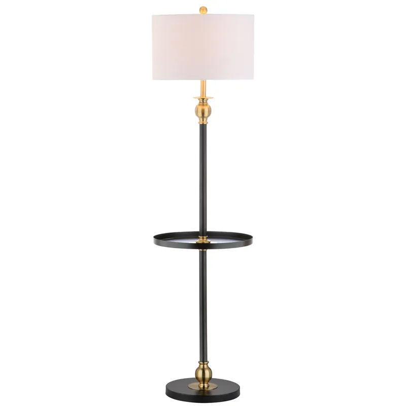 JONATHAN Y Lighting Evans Single Light 61" Tall LED Dual Function Floor Lamp with Hardback Cotton Shade Money Back Guarantee