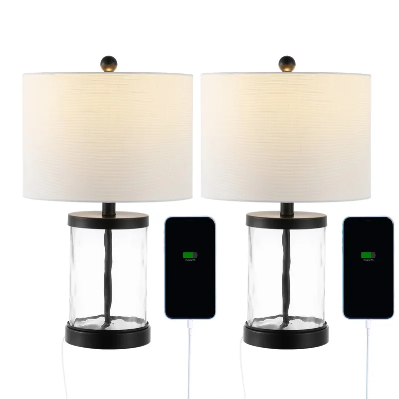 Trending JONATHAN Y Lighting Pack of (2) Alexander 21" Tall LED Accent Table Lamp With USB Charging Port